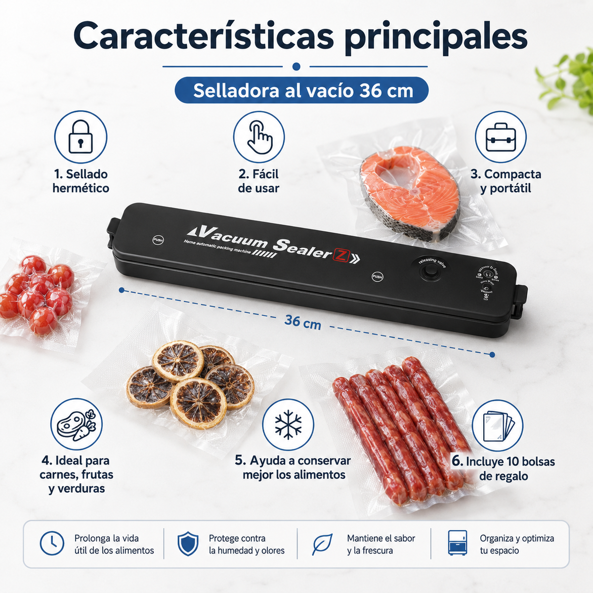 Selladora al Vacío para Alimentos – Conserva tus Alimentos Frescos por Más Tiempo